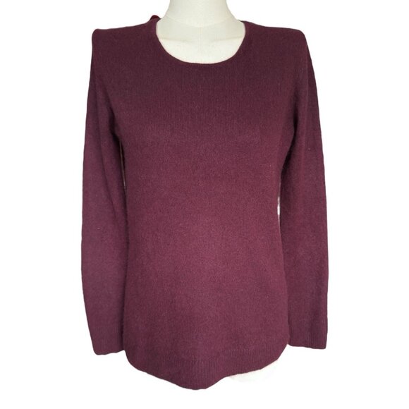 41 Hawthorn 100% Cashmere Burgundy V-Neck Long Sleeve Pullover Sweater M - Picture 1 of 9